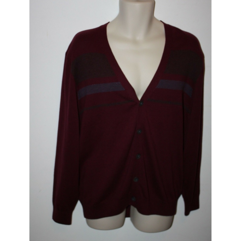 100% Cotton Button Front Striped Sweater Size XL